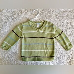 Janie and Jack Sweater Infant Boys 6 To 12 Months Green Striped 100% Cotton